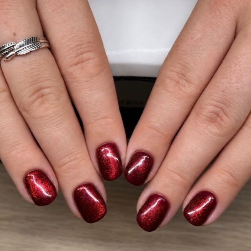 Deep red gel nails