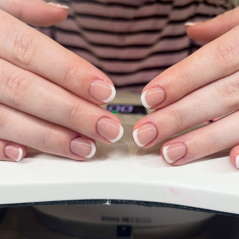 Classic French gel overlay on natural nails