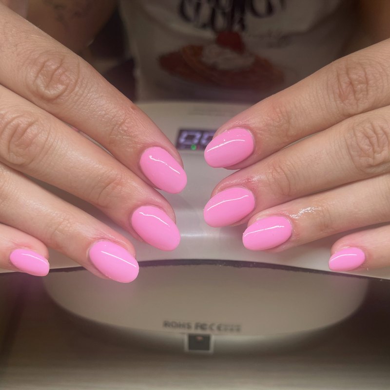 Bubblegum pink acrylic full set, almond shape